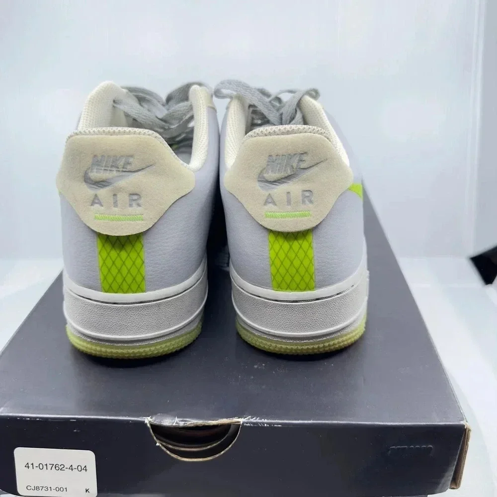 Nike Mens Air Force 1 07 LV8 3 Low Volt Sneakers Gray/Neon Green 9 CD0888-002 - Picture 3 of 6